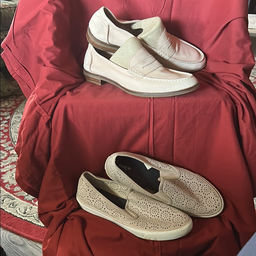 Sperry Cream Flats Perforated Slip-On Loafers